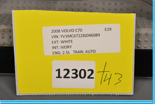 06-13 Volvo C70 Rear Glove Box Tunnel Trim 08613377 Oem