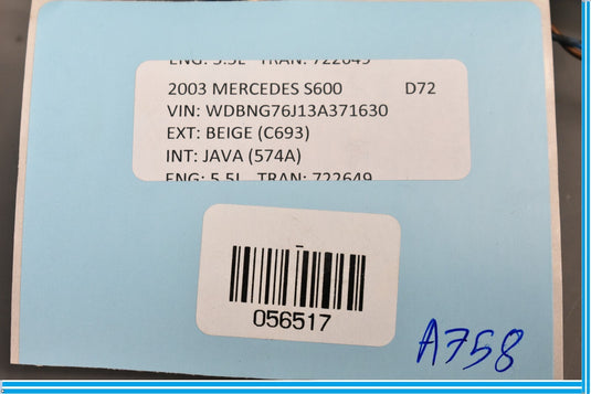 00-06 Mercedes S500 S600 W220 Rear Left Driver Exterior Door Handle Oem