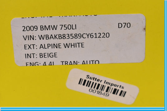09-15 BMW 750I F01 F02 Radiator Coolant Hose Pipe Line Oem