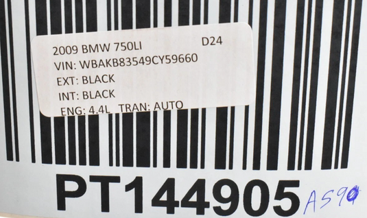 09-19 BMW 750i 750Li 535i GT	Rear Right Paasenger Exterior Door Handle Black Oem