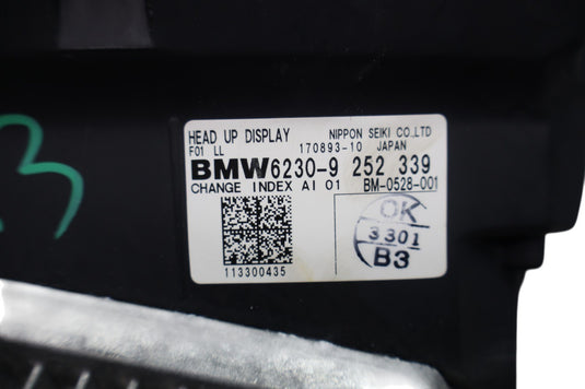 10-15 BMW F01 750i 750Li Dash Front Upper Head-Up Display Projector Screen Oem