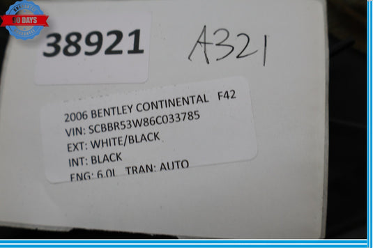 06-12 Bentley Continental Flying Spur Rear Right Side C-Pillar Cover Trim Oem