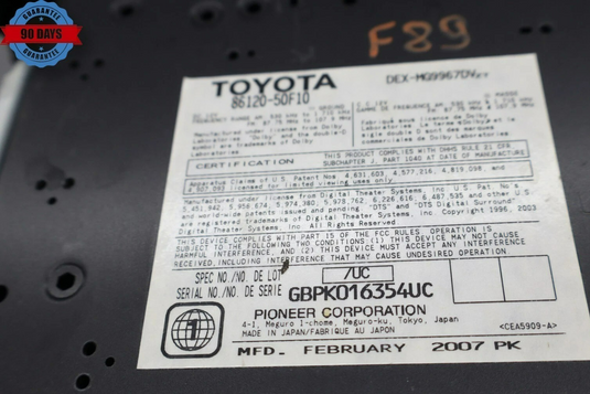 07-09 Lexus LS460L Mark Levinson Radio Cd Player Reciever 8612050F10 Oem