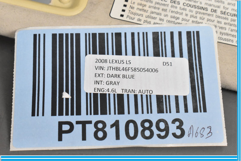 Load image into Gallery viewer, 07-09 Lexus LS460 LS600hL Left Driver Sunvisor Sun Visor Gray Oem
