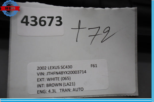 02-10 Lexus SC430 Front Left Driver Side Seat Switch Cover Trim Panel Oem