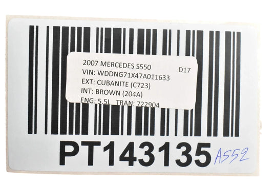 07-13 Mercedes S550 S600 W221 Rear Right Passenger Exterior Door Handle Oem