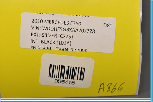 10-13 Mercedes E350 E550 Front Left Side Bumper Fog Light Lamp A2128200956 Oem