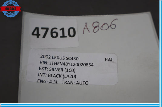 02-10 Lexus SC430 Front Right Passenger Seat Belt Seatbelt Retractor Oem