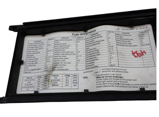 98-03 Mercedes W208 CLK320 Under Hood Fuse Box Cover Lid Cap A2085452300 Oem