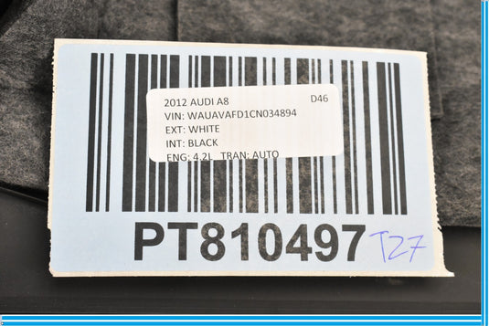 11-18 Audi A8 S8 Quattro Right Center Passenger Side Pillar Cover Trim Panel Oem