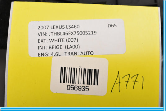 07-17 Lexus LS460 Rear Left Combination Lamp Service Cover 64746-50020 Oem