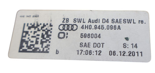 11-14 Audi A8 A8L Quattro Rear Right Passenger Side Outer Tail light lamp Oem