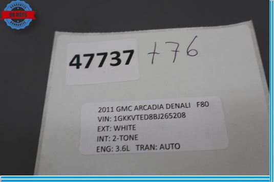 09-12 GMC Acadia Enclave Front Right Passenger Side Seat Trim Panel 25947614 Oem