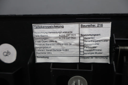 07-14 Mercedes W216 CL550 CL600 Rear Trunk Boot Latch Cover A2166900825 Oem