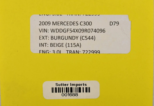 08-14 Mercedes W204 C300 C350 Rear Right Side CV Axle Shaft Half Shaft Oem