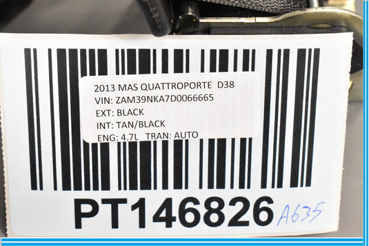 04-13 Maserati Quattroporte M139 Rear Center Seat Belt Retractor Black Oem