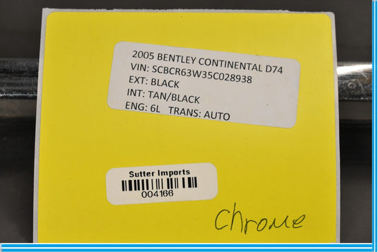 03-10 Bentley Continental Left LH Driver Upper Door Glass Weather Oem