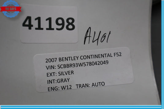 06-12 Bentley Continental Rear Right Passenger Side Seat Belt Retractor Oem