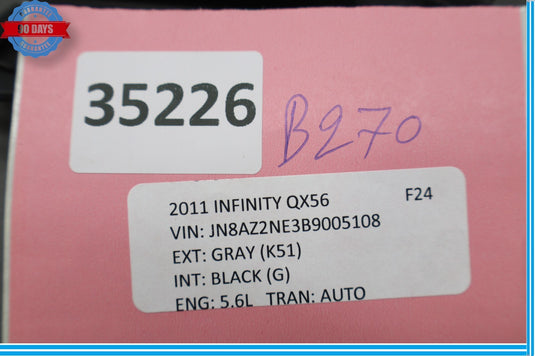 11-17 Infiniti QX56 QX80 Front Left Side Seat Inner Recliner Cover Trim Oem