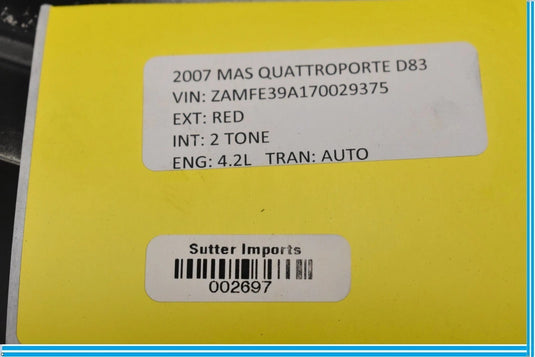 03-13 Maserati Quattroporte Front Upper Radiator Support Bracket 980139333 OEM