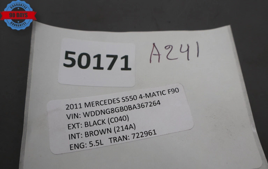 07-13 Mercedes S550 Rear Right Exterior Door Handle Keyless Go 2217600834 OEM