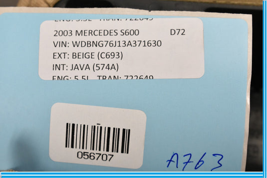 03-06 Mercedes CL500 S500 S600 S550 Rear Left Center Headrest Head Rest BeigeOem