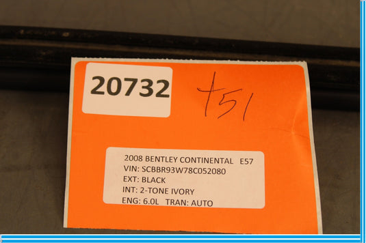 06-12 Bentley Continental Front Left Door Window Inner Weatherstrip Seal Oem