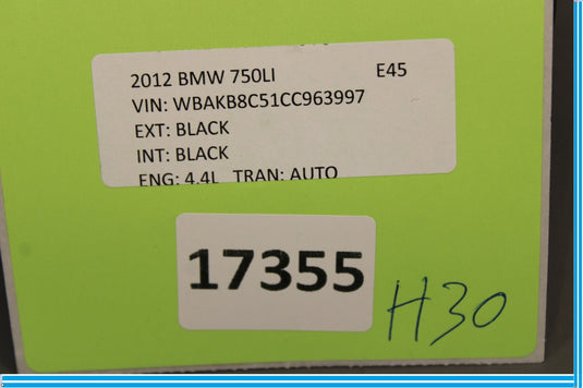 09-15 BMW 750i 750Li F01 F02 Rear Center Seat Headrest Head Rest Black Oem