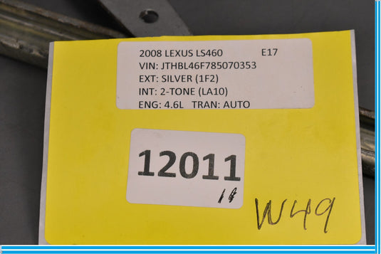 07-17 Lexus LS460 Front Left Door Window Regulator W/ Motor Oem