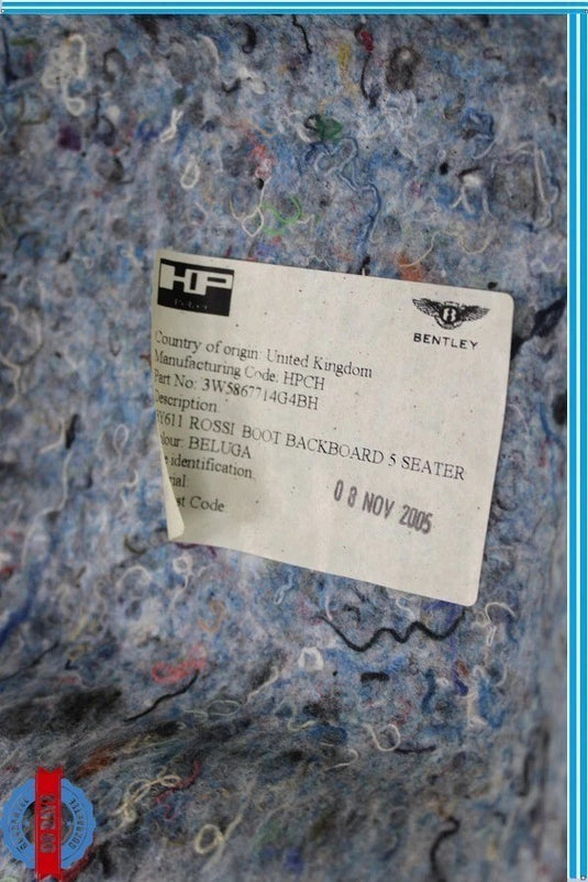 06-12 Bentley Continental Flying Spur Rear Seat Cover Panel Carpet Oem