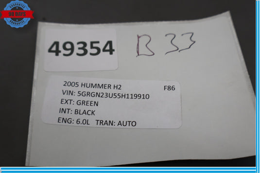 03-07 HUMMER H2 Rear Right Passenger Side Door Interior Handle Black Oem