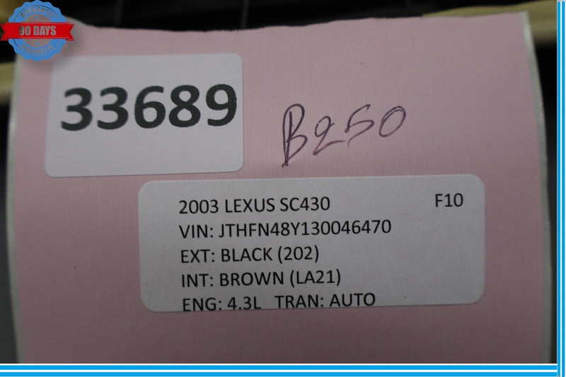 Load image into Gallery viewer, 02-10 Lexus SC430 Rear Right Passenger Side Upper Roof Quarter Trim ECRU Oem
