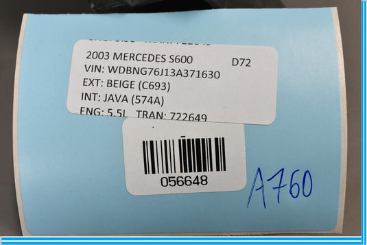 00-06 Mercedes S500 S600 W220 Front Right Side Radiator Core Support Baffle Oem