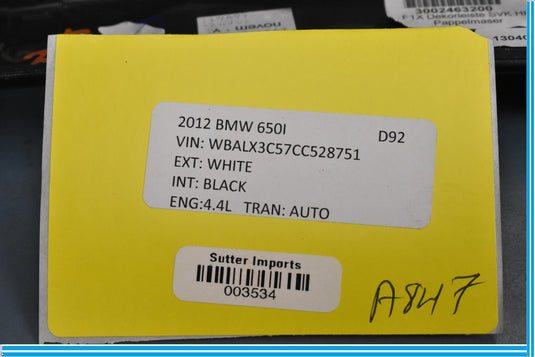 12-18 BMW 650i 640i F12 Rear Right Quarter Panel Trim Oem