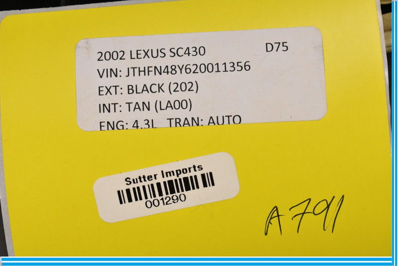 Load image into Gallery viewer, 02-10 Lexus SC430 Rear Right Convertible Side Roof Upper Quarter Trim Oem
