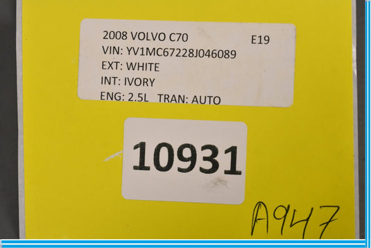 06-13 Volvo C70 Right Side Interior Trim Luggage Compartment Lock Brace Oem