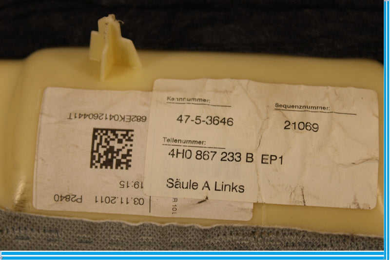 Load image into Gallery viewer, 11-18 Audi A8 Interior Left Driver Side A Pillar Trim Cover Panel Oem
