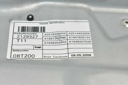 06-12 Mercedes W164 GL450 ML450 R550 Front Left Side Window Regulator Panel Oem