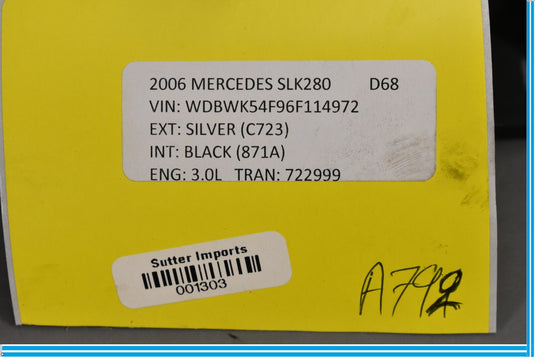 2006 Mercedes SLK280 SLK350 R171 Front Hood Hook Latch Lock Handle Opener Oem
