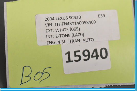 02-10 Lexus Z40 SC430 Rear Trunk Lock Latch Striker Oem