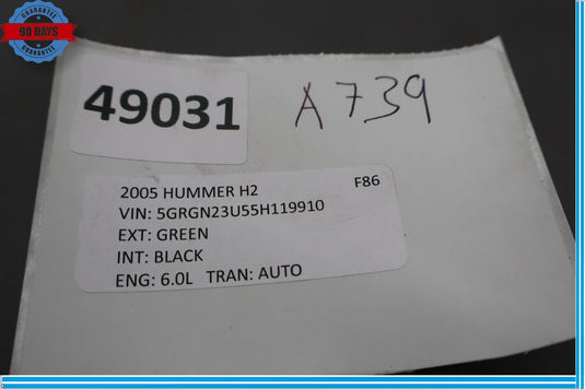 03-07 Hummer H2 Rear Right Passenger Side Exterior Door Handle Black Oem