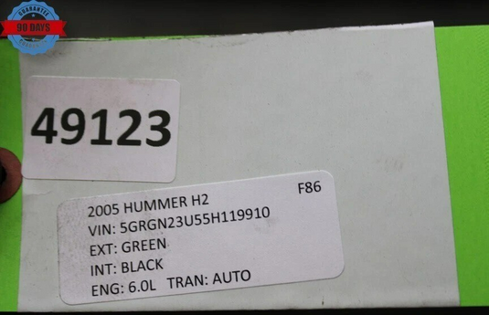 03-09 Hummer H2 Front Bumper Lower Splash Impact Bar Shield Cover Black Oem