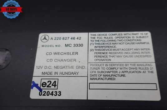 03-08 Mercedes R230 SL500 CLK500 CD Changer 6 Disk Player MC3330 2208274642 Oem