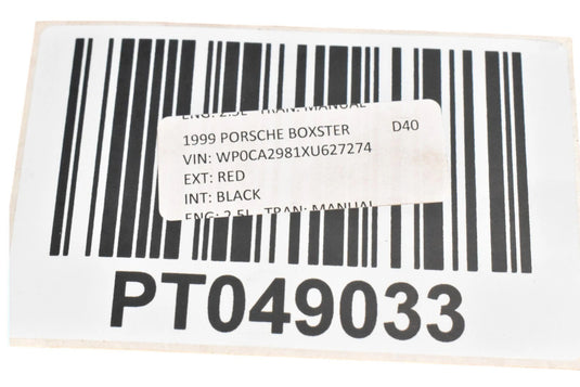 97-04 Porsche Boxster Front Bonnet Luggage Compartment Liner Carpet 99655104508