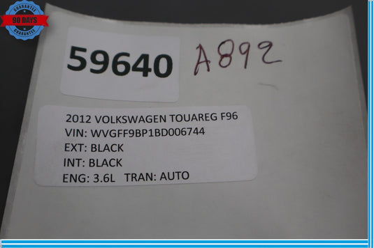 11-17 Volkswagen Touareg Rear Right Door Armrest w/ Ashtray & Window Switch Oem