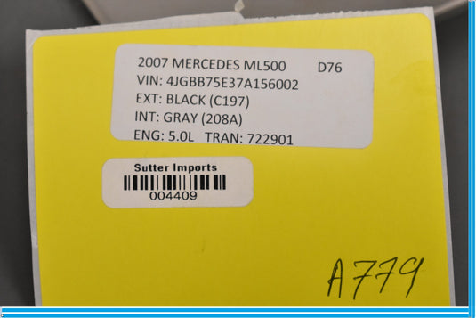 06-12 Mercedes ML500 Front Right Passenger Side Seat Cover Cap Trim Oem