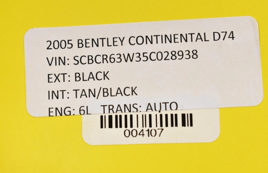 03-06 Bentley Continental Front Right Side Seat Upper Backrest Cushion Black OEM