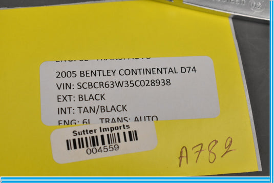 05-08 Bentley Continental Front Right Passenger Side Seat Belt Cover Seat Oem