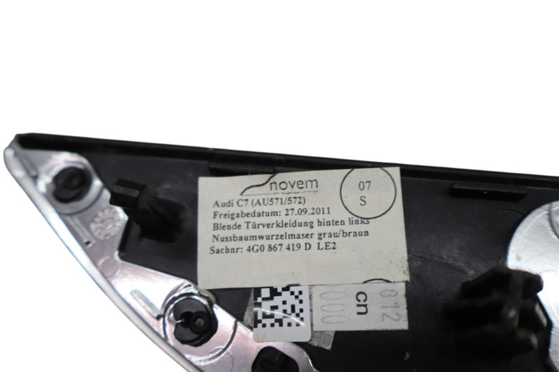 Load image into Gallery viewer, 12-18 Audi A6 A7 S6 Rear Left Door Inside Panel Handle Bezel Trim 4G0867419D Oem
