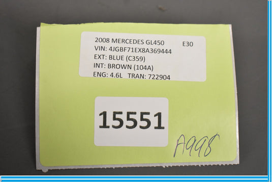 06-12 Mercedes W164 GL550 GL450 Rear Right Side Seat Folding Button Switch Oem